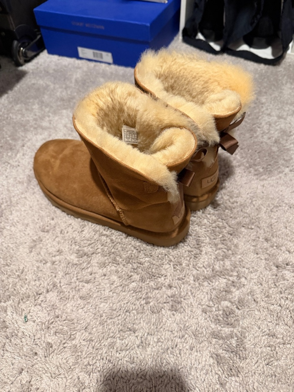UGG Chestnut Sheepskin Lined Short Bow Back Booties